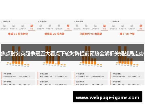 焦点时刻英超争冠五大看点下轮对阵提前预热全解析关键战局走势